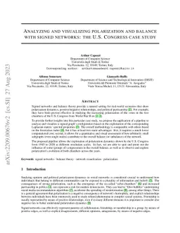 Analyzing and visualizing polarization and balance with signed networks:
  the U.S. Congress case study