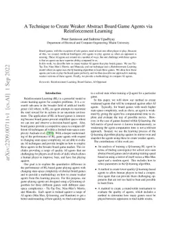 A Technique to Create Weaker Abstract Board Game Agents via
  Reinforcement Learning