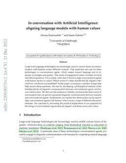 In conversation with Artificial Intelligence: aligning language models
  with human values