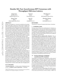 Dumbo-NG: Fast Asynchronous BFT Consensus with Throughput-Oblivious
  Latency