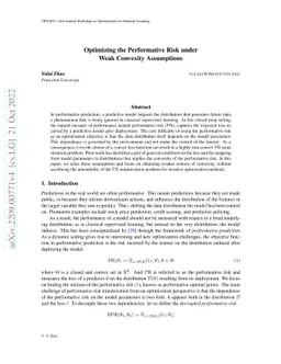 Optimizing the Performative Risk under Weak Convexity Assumptions