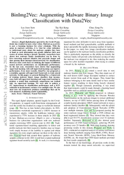BinImg2Vec: Augmenting Malware Binary Image Classification with Data2Vec