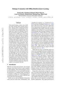 Dialogue Evaluation with Offline Reinforcement Learning