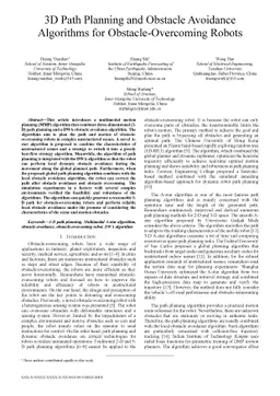 3D Path Planning and Obstacle Avoidance Algorithms for
  Obstacle-Overcoming Robots