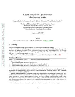 Regret Analysis of Dyadic Search