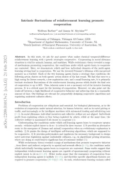 Intrinsic fluctuations of reinforcement learning promote cooperation