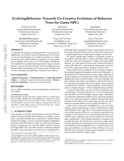 EvolvingBehavior: Towards Co-Creative Evolution of Behavior Trees for
  Game NPCs