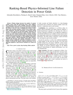 Ranking-Based Physics-Informed Line Failure Detection in Power Grids
