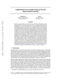 Neighborhood-aware Scalable Temporal Network Representation Learning