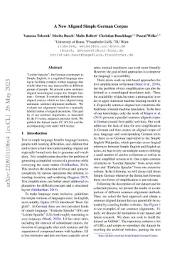 A New Aligned Simple German Corpus