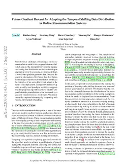 Future Gradient Descent for Adapting the Temporal Shifting Data
  Distribution in Online Recommendation Systems