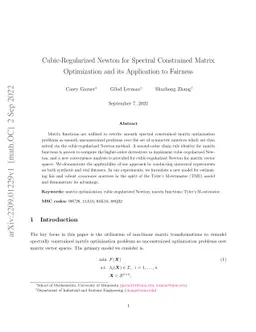 Cubic-Regularized Newton for Spectral Constrained Matrix Optimization
  and its Application to Fairness