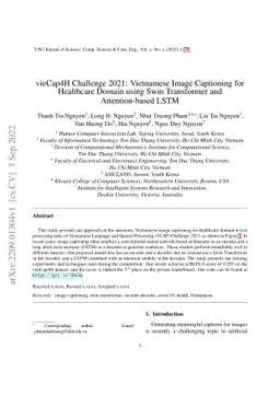 vieCap4H-VLSP 2021: Vietnamese Image Captioning for Healthcare Domain
  using Swin Transformer and Attention-based LSTM