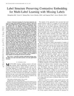 Label Structure Preserving Contrastive Embedding for Multi-Label
  Learning with Missing Labels