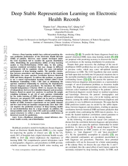 Deep Stable Representation Learning on Electronic Health Records