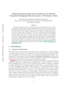 Masked Sinogram Model with Transformer for ill-Posed Computed Tomography
  Reconstruction: a Preliminary Study