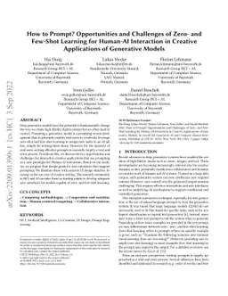 How to Prompt? Opportunities and Challenges of Zero- and Few-Shot
  Learning for Human-AI Interaction in Creative Applications of Generative
  Models