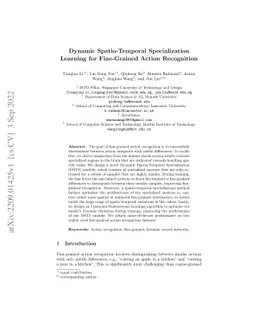 Dynamic Spatio-Temporal Specialization Learning for Fine-Grained Action
  Recognition