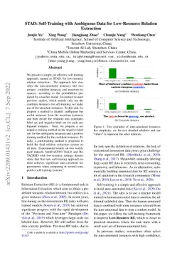 STAD: Self-Training with Ambiguous Data for Low-Resource Relation
  Extraction
