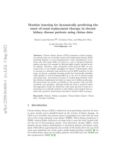 Machine learning for dynamically predicting the onset of renal
  replacement therapy in chronic kidney disease patients using claims data