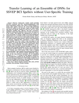Transfer Learning of an Ensemble of DNNs for SSVEP BCI Spellers without
  User-Specific Training