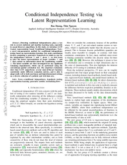Conditional Independence Testing via Latent Representation Learning