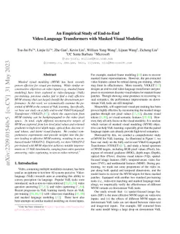 An Empirical Study of End-to-End Video-Language Transformers with Masked
  Visual Modeling
