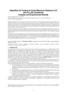 Algorithm for Finding an Exact Maximum Distance in E2 with Oexp(N)
  Complexity: Analysis and Experimental Results