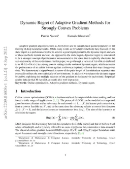 Dynamic Regret of Adaptive Gradient Methods for Strongly Convex Problems