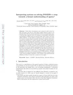 Interpreting systems as solving POMDPs: a step towards a formal understanding of agency