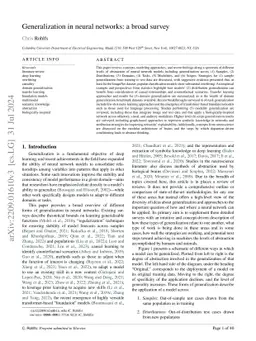 Generalization in Neural Networks: A Broad Survey