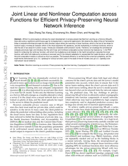 Joint Linear and Nonlinear Computation across Functions for Efficient
  Privacy-Preserving Neural Network Inference