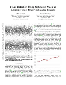 Fraud Detection Using Optimized Machine Learning Tools Under Imbalance
  Classes