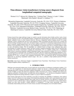 Time-distance vision transformers in lung cancer diagnosis from
  longitudinal computed tomography