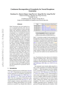 Continuous Decomposition of Granularity for Neural Paraphrase Generation