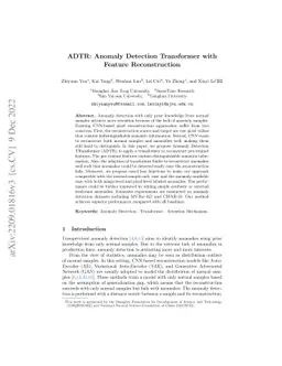 ADTR: Anomaly Detection Transformer with Feature Reconstruction