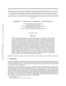 Consistency-Based Semi-supervised Evidential Active Learning for
  Diagnostic Radiograph Classification