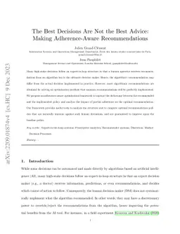 The Best Decisions Are Not the Best Advice: Making Adherence-Aware
  Recommendations