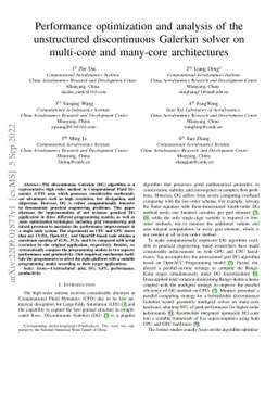 Performance optimization and analysis of the unstructured Discontinuous
  Galerkin solver on multi-core and many-core architectures