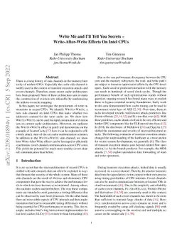 Write Me and I'll Tell You Secrets -- Write-After-Write Effects On Intel
  CPUs