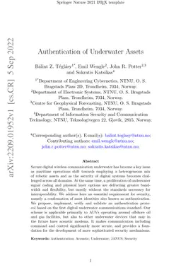 Authentication of Underwater Assets