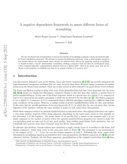 A negative dependence framework to assess different forms of scrambling