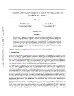 Trust in Language Grounding: a new AI challenge for human-robot teams