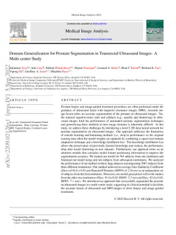 Domain Generalization for Prostate Segmentation in Transrectal
  Ultrasound Images: A Multi-center Study