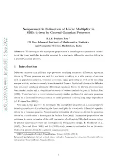 Nonparametric estimation of linear multiplier in SDEs driven by general
  Gaussian processes