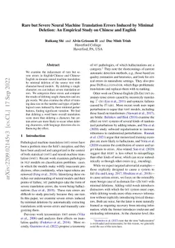Rare but Severe Neural Machine Translation Errors Induced by Minimal
  Deletion: An Empirical Study on Chinese and English
