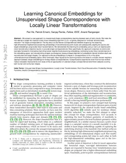 Learning Canonical Embeddings for Unsupervised Shape Correspondence with
  Locally Linear Transformations
