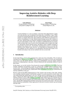 Improving Assistive Robotics with Deep Reinforcement Learning