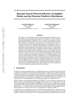 Bayesian Neural Network Inference via Implicit Models and the Posterior
  Predictive Distribution
