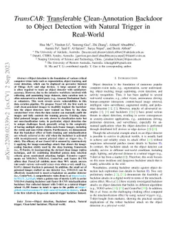 TransCAB: Transferable Clean-Annotation Backdoor to Object Detection
  with Natural Trigger in Real-World
